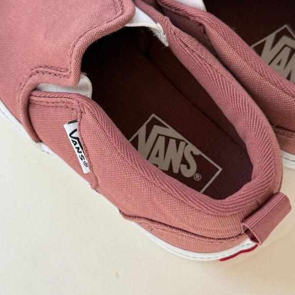 Vans Classic Slip-On Sneakers Dusty Rose White Canvas Girls Size 12 Shoes - Picture 5 of 7